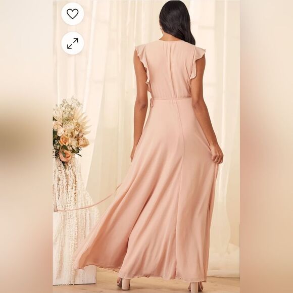 Lulus Crescendo Wrap Dress Blush Pink Maxi Flutter Sleeveless Women's Small - Picture 6 of 15